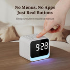 HOUSBAY Wooden Sound Machine Alarm Clock for Bedrooms - Gentle Wake-Up with Birdsong, White Noise for Sleeping, Small Digital Clock for Phone-Free Routine - Ash Wood