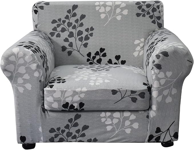KRFOONN 2 Piece Chair Covers Printed Sofa Covers Couch Covers Washable Armchair Sofa Couch Slipcover Furniture Protector with Elastic Bottom for Living Room (Armchair, 02), Small
