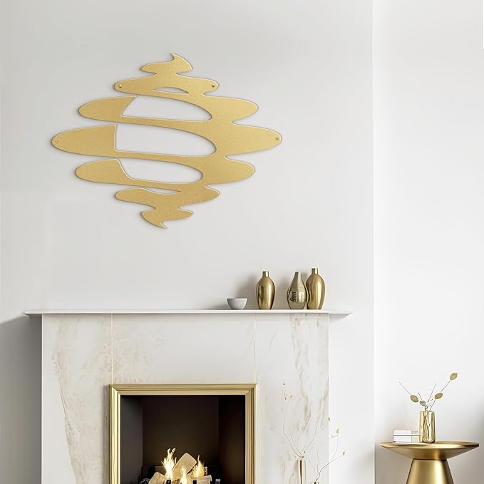 SIGNLEADER Metal Wall Art Decor Abstract Shapes Geometric Illustrations Modern Abstract Wall Sculpture Hangings Home Decoration for Living Room, Bedroom, Bathroom, Kitchen, Outdoor - 24" Gold