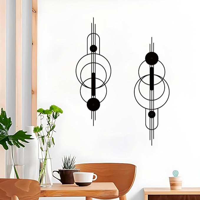 ruelen 2 Pcs Small Metal Abstract Wall Art, Modern Minimalist Wall Decor Single Line Art Metal Vertical Wall Decor Geometric Wall Hanging Sculptures for Home Bedroom Living Room, 15.7 x 5.1 Inch