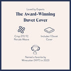 Brooklinen Luxury Percale Duvet Cover – 100% Cotton, Cool, Crisp, Extra-Long Corner Ties, Button Closure, Soft & Breathable – Machine Washable, Duvet Cover Full/Queen Bed Sizes (Pebble)