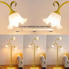 Flower Floor Lamp for Bedroom - 3 Color Temperatures Decorative Flower Tall Floor Reading Lamp with Flexible Neck for Bedroom Living Room Office Corner (Yellow)