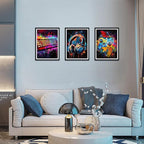 Novatique 3Pcs Cool Gaming Wall Art Graffiti Gamepad Headphone Canvas Prints Colorful Video Gamer Watercolor Posters for Boy Room,12" x 16" x 3Pcs