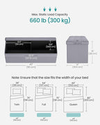 SONGMICS MAZIE Collection - 43 Inches Folding Storage Ottoman Bench, Ottoman with Storage, Foot Rest Stool, Load 660 lb, for Living Room, Synthetic Leather, Light Gray ULSF70GY