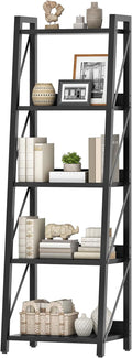 HOOBRO Ladder Shelf, 5-Tier Bookshelf, Corner Bookcase, Freestanding Storage Shelf Display Organizer, for Living Room, Bedroom, Home Office, Kitchen, Black BB305CJ01