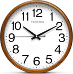 Wall Clock, Classic Wood Style Finish, 18 Inch Non-Ticking Silent Battery Operated Analog Clock, Ideal Retro Decor for Home, Bedroom, Living Room, Kitchen, Bathroom, Office(Wood Yellow)