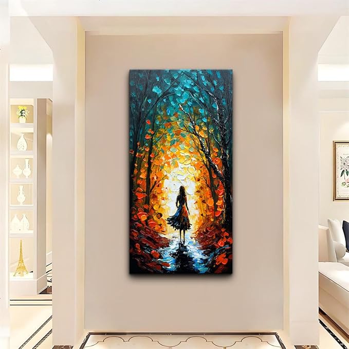 Alenoss Hand Painted Modern Oil Paintings on Canvas Wall Art Vertical Abstract Painting Large Contemporary Wall Art Textrued Wall Painting for Living Room Bedroom