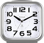 5.5" Large Analog Alarm Clock Silent Non Ticking, Gentle Wake, Beep Sounds, Increasing Volume, Battery Operated Snooze and Manual Light, Easy Set