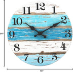 CHYLIN Nautical 14 Inch Wall Clock, Blue Ocean Theme, Silent Sweep Movement, Easy to Read, Good Gift