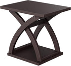 ChooChoo End Side Table, Modern End Table with Storage Shelf, X-Design Side Table Living Room(Espresso)