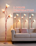 Flower Floor Lamp for Living Room - Tall Standing Reading Lamp with Flexible Neck, 3 Color Temperatures LED Dimmable Decorative Light, Pink Calla Floor Lamp for Bedroom Corner (Pink)