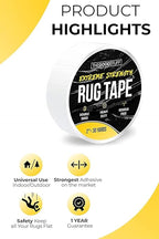 Heavy Duty Double Sided Rug Tape [2"x50yd] Rug Pad Gripper for Hardwood Floors, Vinyl, Area Rugs, Tiles, and Concrete, Two Sided Tape Heavy Duty Carpet Tape, Strong Double Sided Carpet Tape