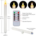 Homemory 2 Pcs White Flameless Taper Candles with Remote and Timer, Real Wax Made 9.6" Battery Operated Candle Stick Flickering, Led Taper Candles with Lifelike Flame for Indoor Home Decor