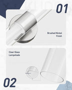 kudos Brushed Nickel Bathroom Sconces Wall Lighting, Vanity Light for Bathroom, Modern Wall Lights with Clear Glass and Frosted Glass, 3000K/4500K/6000K Adjustable, KDVL06-BN-2