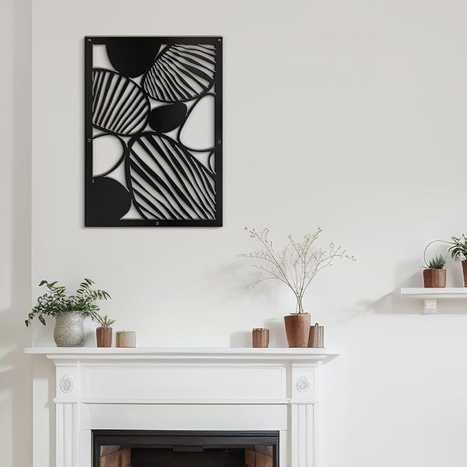 SIGNLEADER Metal Wall Art Decor Abstract Geometric Shapes Minimalist Modern Abstract Wall Sculpture Hangings Home Decoration for Living Room, Bedroom, Bathroom, Kitchen, Outdoor - 36" Black
