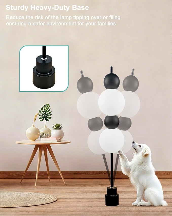 Lightdot Black Globe Floor Lamp with 3 Color Temperatures LED Bulbs Included,Dimmable Floor Lamps with Touch Switch,Unique Modern Standing Tall Lamp for Bedroom Living Room/Sofa Beside/Corner Decor