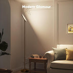 36W LED Floor Lamp, Super Bright Standing Lamp, Modern Stepless Dimmable Torchiere Tall Lamp with Remote Control, 350°Rotating Head Reading Floor Lamp for Living Room, Bedroom, Office - Brown