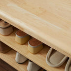Shoe Rack Bench, 3-Tier Shoe Shelf Organizer,10-12 Pairs Entryway Storage Bench for Hallway, Bedroom, Living Room, Bedroom, Hold up to 550 lbs, Solid Wood, Natural