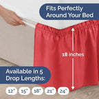 Wrap Around Dust Ruffle Bed Skirt - Red - Twin/Twin XL Size Beds with 18 Inch Drop - Easy Fit Elastic Strap - Adjustable Pleated Bedskirt w/Brushed Fabric - Wrinkle Free - Women, Men, Kids & Teens