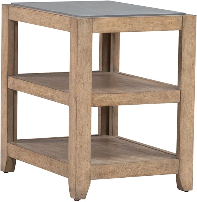 Liberty Furniture Millstone Chairside Table with Unique Tile Top for Living Room - Nutmeg Oak Wood