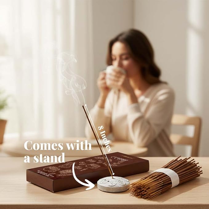 Folkulture Coffee Incense Sticks with Holder (100 Sticks)| Premium Coffee Incents Stick for Focus, Energy, Relaxation Gifts for Women | No Charcoal,Organic,Non Toxic, 45 Mins, Long Burning Insence