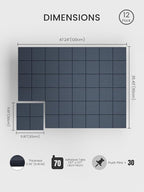Bumusty Large Felt Bulletin Board, 48" x 36" Cork Board Alternative, 12-Pack Wall Tiles with 4-Compartment Design, 30 Push Pins, 70 Adhesive Tabs, Ideal for Office & Home Decor, Deep Charcoal Blue