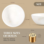 Koville Natural Marble Incense Holder, Incense Holder for Sticks with 9 Holes, Handmade Incense Burner Ash Catcher for Meditation Yoga SPA, Balsam Fir/Palo Santo/Sage/Cone (White)