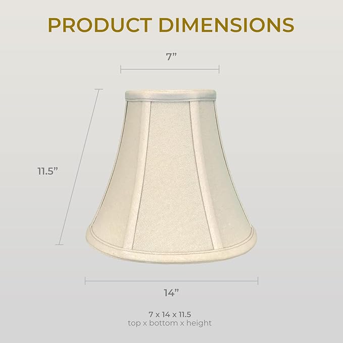Royal Designs, Inc. BSO-704-14LNBG True Bell Basic Lamp Shade, 7 x 14 x 11.5, Linen Beige