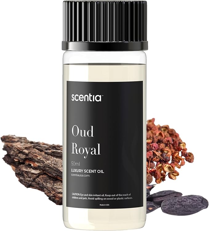 Scentia Diffuser Oil Inspired by TF's Oud Wood Perfume, Oud Royal Fragrance Oil, Aromatherapy Essential Oil Fragrance Set for Ultrasonic, Cold Diffusers - Thanksgiving & Holiday Gift 50 mL, 1.67Fl Oz