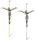 ACHIBANG 2-Pack Crucifix Wall Cross – Gold & Silver Catholic Crosses for Wall, 10" Jesus Wall Crucifix for Home or Door Blessing