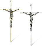 ACHIBANG 2-Pack Crucifix Wall Cross – Gold & Silver Catholic Crosses for Wall, 10" Jesus Wall Crucifix for Home or Door Blessing