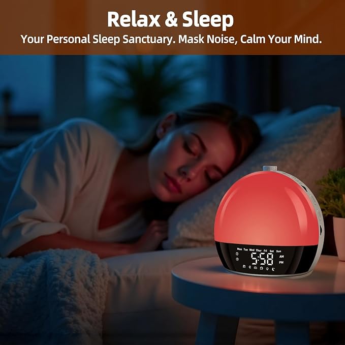Wake Up Light Sunrise Alarm Clock for Heavy Sleepers, All-in-One Smart Bedside Device with Bluetooth Speaker, FM Radio, Dual Alarm & Sleep Aid Night Light, Best Gift for Adults & Kids