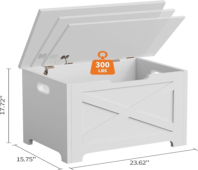 GarveeHome 23.6 in Storage Chest, Wooden Storage Bench with Safety Hinge, Easy Assembly, Large Shoe Bench for Entryway, Living Room, Bedroom