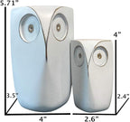 Wise Owl Decor Statue Sculptures – Set of 2 Small White Resin Figurines, 5¾ & 4 Inches High, Minimalist Decor for Home, Office, Bookshelf, or Desk