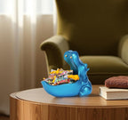 Hippo Statue, Hippo Resin Furniture Ornament Sculpture, Suitable for Home Decor, Desktop Hippo Candy Bowl, Entryway Table Storage Vessel, Storage Box (Blue)