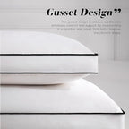 Feather Down Pillows Queen Size Set of 2 with Gusset, Luxury Hotel Collection Bed Pillow 2 Pack, Down Surrounded Gusseted Pillows for Sleeping, Soft Fluffy for Side, Back Sleepers 20x30 in.