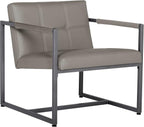 Camber Modern Accent Chair in Blended Leather, Pewter Gray/Mushroom