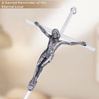 ACHIBANG 10" Silver Crucifix Wall Cross – Catholic Metal Cross with Jesus & INRI for Wall or Over-the-Door Blessing