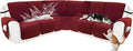 Recliner Sofa Covers 100% Waterproof Velvet L Shape Recliner Couch Covers for Dogs Pets Washable Anti Slip Recliner Slipcovers with Pockets (5 Seat Sofa with 2 Console, Wine Red)