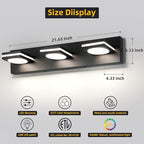 OKELI Bathroom Light Fixtures, Matte Black Vanity Light Modern LED Acrylic Lighting Fixtures, Bathroom Accessories Dimmer Lamps, 3CCT, 22-inch