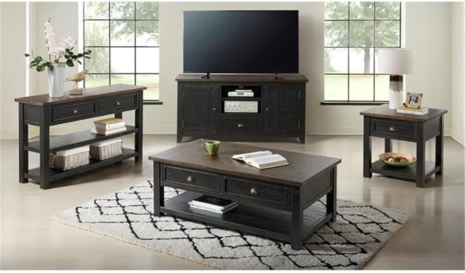 Martin Svensson Home Solid Wood Coffee Table, Black with Brown Top