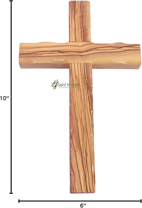 Wall -Wooden Wall Hanging Cross Made of Olive Wood in The Holy Land - Unique Gift for Christmas or Wall Cross for Bedroom or Living Room (10 x 6 Inches)