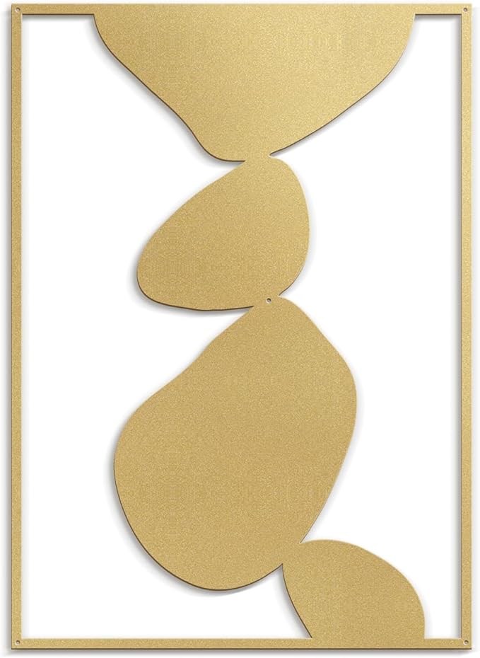 SIGNLEADER Metal Wall Art Decor Abstract Shapes Illustrations Minimalist Modern Abstract Wall Sculpture Hangings Home Decoration for Living Room, Bedroom, Bathroom, Kitchen, Outdoor - 36" Gold
