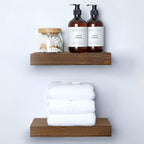 Homeforia Classic Walnut 12 inch Floating Shelf, High End Solid Real Wood Small 12inch Floating Shelves for Wall Mounted, 12in Floating Shelves, Heavy Duty Bracket, 12 X 6.5 X 1.75 inches, Set of 3