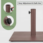 Tangkula 35 LBS Patio Umbrella Base, 20 Inches Heavy Duty Umbrella Stand, Square Umbrella Base w/Non-Slip Pads, Tightening Knob & 2 Adapters, Outdoor Umbrella Stand for Yard, Poolside, Garden (Brown)