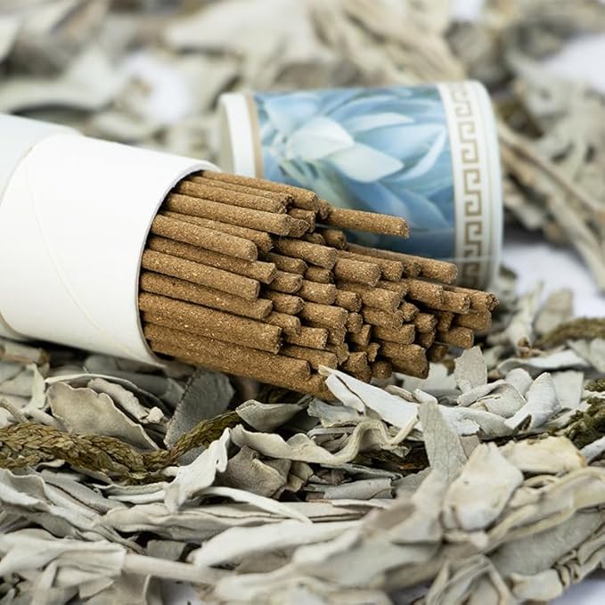 Seedlink White Sage Incense Sticks (50g, Approx. 50 Sticks) for Cleansing Negative Energy | Pure & Natural Aromatherapy Incense for Meditation, Yoga, and Spiritual Purification (60)