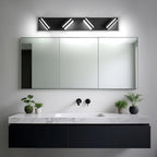 Modern LED Bathroom Lights Fixtures(4-Light),Metal Black Acrylic Wall Lighting,Vanity Lights for Bathroom Over Mirror(6000k 27in)