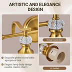ANDY STAR Gold Vanity Light, 2-Light Brushed Gold Bathroom Light Fixtures, Vintage Bathroom Light with Milky White Bell Glass Shades, Eye-Friendly Wall Sconce for Mirror, Kitchen, Bedroom, Hallway