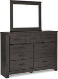 Signature Design by Ashley Brinxton Urban Smooth-Gliding 7-Drawer Dresser and Mirror with Safety Stop, Gray