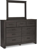 Signature Design by Ashley Brinxton Urban Smooth-Gliding 7-Drawer Dresser and Mirror with Safety Stop, Gray
